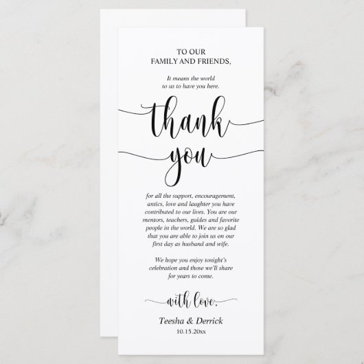 Moderne bruiloft in een binnenste plaats Hartelijk Programmakaart (Voorkant / Achterkant)