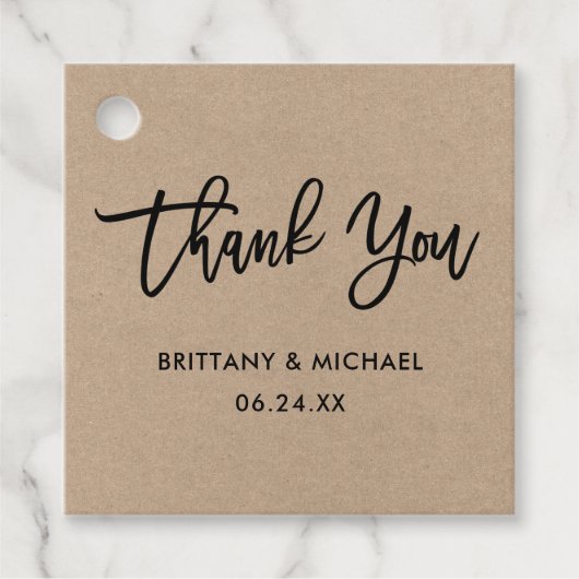 Moderne bruiloft in penseel script bedankt Kraft Bedankjes Labels (Voorkant)