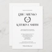 Moderne bruiloft in zwart-wittekst kaart (Voorkant / Achterkant)