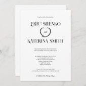 Moderne bruiloft in zwart-wittekst kaart (Voorkant / Achterkant)