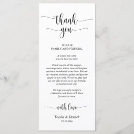 Moderne bruiloft, instelbare plaats bedankt prog programmakaart