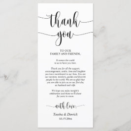 Moderne bruiloft, instelbare plaats bedankt programmakaart