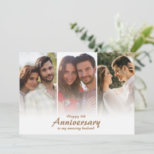 Moderne bruiloft Jubileum foto | Collage Kaart (Staand voorkant)