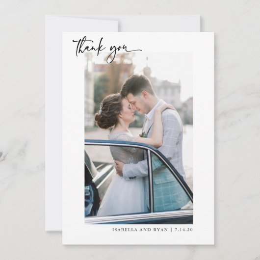Moderne bruiloft kalligrafie Foto bedankt (Voorkant)