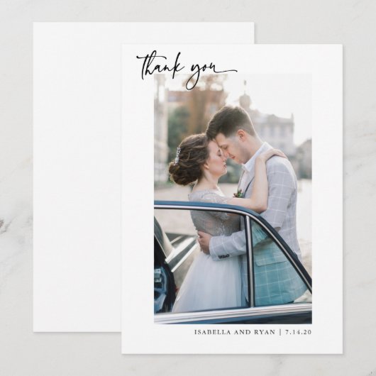 Moderne bruiloft kalligrafie Foto bedankt (Voorkant / Achterkant)