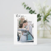 Moderne bruiloft kalligrafie Foto bedankt Briefkaart (Staand voorkant)