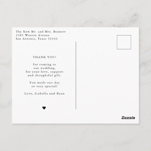 Moderne bruiloft kalligrafie Foto bedankt Briefkaart (Achterkant)