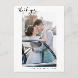 Moderne bruiloft kalligrafie Foto bedankt Briefkaart