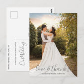 Moderne bruiloft kalligrafie liefde Bedankt Foto Briefkaart (Voorkant / Achterkant)