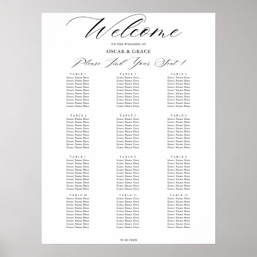 Moderne bruiloft kalligrafie welkom zitgrafiek poster (Voorkant)