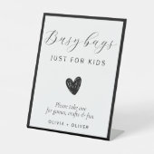 Moderne bruiloft kinder druk tas gebaar reclamebord met voetstuk (Voorkant)