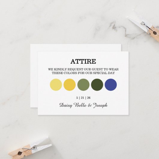 Moderne bruiloft kleding dress code behuizing Kaar Kaart (Voorkant / Achterkant in situ)