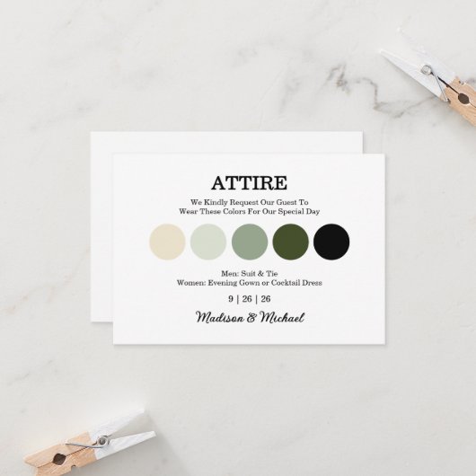 Moderne bruiloft kleding dress code behuizing Kaar Kaart (Voorkant / Achterkant in situ)