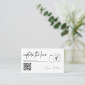 Moderne bruiloft Leg de liefde vast Qr Code Informatiekaartje (Staand voorkant)