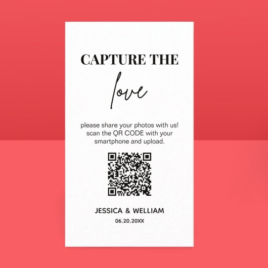 Moderne bruiloft Leg de liefde vast Qr Code Informatiekaartje