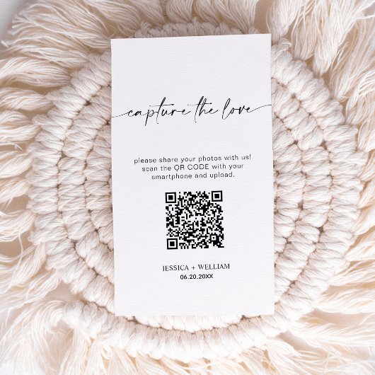 Moderne bruiloft Leg de liefde vast Qr Code Informatiekaartje
