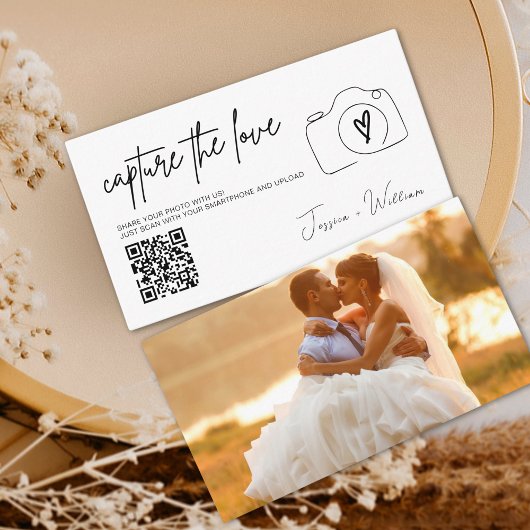 Moderne bruiloft Leg de liefde vast Qr Code Informatiekaartje
