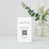 Moderne bruiloft Leg de liefde vast Qr Code Informatiekaartje (Staand voorkant)