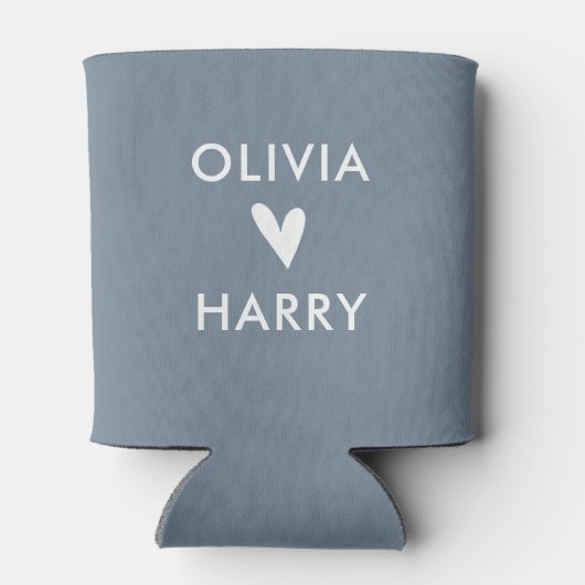 Moderne bruiloft liefde hart Koelbox | Dusty Blue Blikjeskoeler (Achterkant)