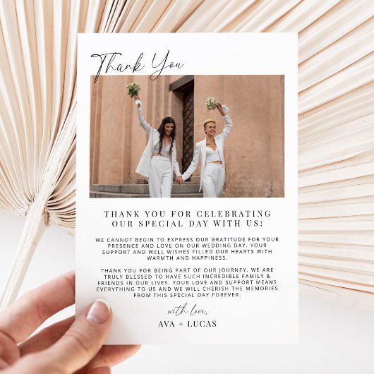 Moderne bruiloft magnetische foto dank u kaart magnetische uitnodiging