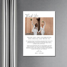Moderne bruiloft magnetische foto dank u kaart