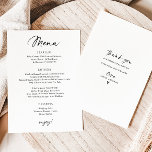 Moderne bruiloft menu Eenvoudig handschrift<br><div class="desc">Op zoek naar een eenvoudig en modern huwelijksmenu dat je gasten zeker onder druk kan zetten? Ons aangepaste gedrukte 5x7 trouwmenu is de perfecte keuze! Met een leuk en casual handschrift-Stijl manuscript, voegt dit menu een persoonlijke aanraking aan uw ontvangst toe. Met afdrukken van hoge kwaliteit kunt u het menu...</div>
