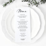 Moderne bruiloft Menu Fun Casual handschrift<br><div class="desc">Op zoek naar een modern trouwmenu om indruk te maken op je gasten? Je hoeft niet verder te kijken! Ons douane gedrukte trouwmenu kenmerkt een leuk en casual handschrift-stijl manuscript dat een persoonlijke aanraking aan uw ontvangst toevoegt. Dankzij onze hoogwaardige afdrukken ziet het moderne menu er geweldig uit en is...</div>