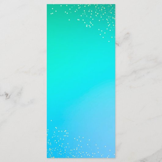 Moderne bruiloft Menu Roze Floral Blauwgroen Gold  (Achterkant)