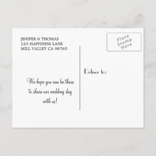 Moderne bruiloft met bloemen, behalve het date bri aankondigingskaart (Achterkant)