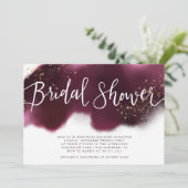 Moderne bruiloft met burgundy en gouden glitter kaart (Staand voorkant)