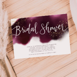 Moderne bruiloft met burgundy en gouden glitter kaart