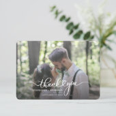 Moderne bruiloft met de hand geschreven dank u (Staand voorkant)