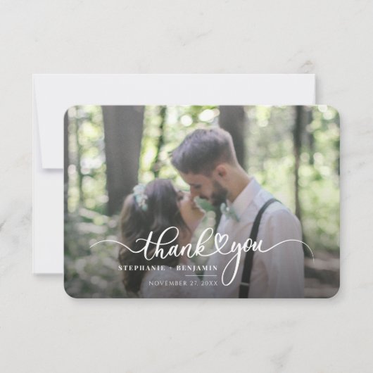 Moderne bruiloft met de hand geschreven dank u (Voorkant)