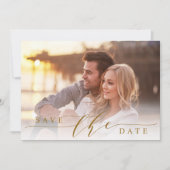 Moderne bruiloft met foto Gold Save the Date Flat  (Voorkant)