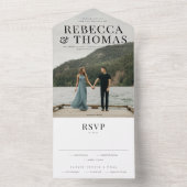 Moderne bruiloft met fotobedekking all in one uitnodiging (Binnen)