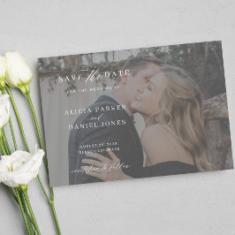 Moderne bruiloft met fotobedekking save the date