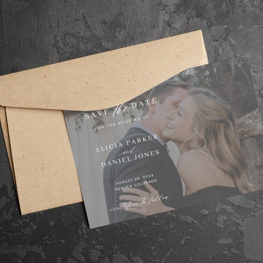 Moderne bruiloft met fotobedekking save the date