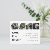 Moderne bruiloft met fotocollage, behalve de datum aankondigingskaart (Staand voorkant)