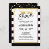 Moderne bruiloft met gouden zwarte witte strepen kaart (Voorkant / Achterkant)