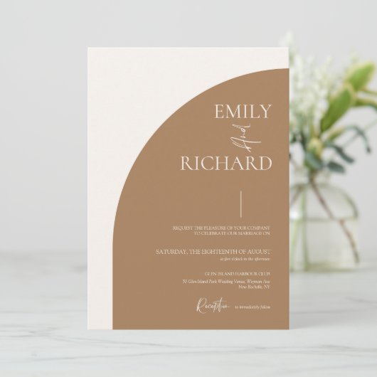 Moderne bruiloft met halve bedekking kaart (Staand voorkant)