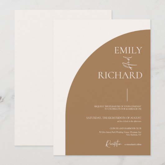 Moderne bruiloft met halve bedekking kaart (Voorkant / Achterkant)