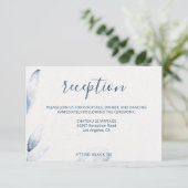 Moderne bruiloft met hedendaagse blauwe waterverf informatiekaartje (Staand voorkant)