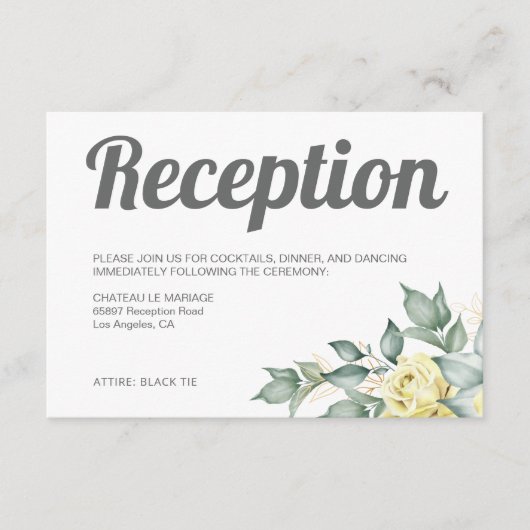 Moderne bruiloft met hedendaagse gele waterverf informatiekaartje (Voorkant)