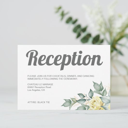 Moderne bruiloft met hedendaagse gele waterverf informatiekaartje (Staand voorkant)