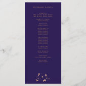 Moderne bruiloft met koperen en blauwe florale ten programmakaart (Achterkant)