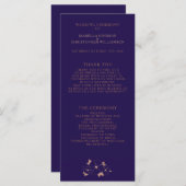 Moderne bruiloft met koperen en blauwe florale ten programmakaart (Voorkant / Achterkant)