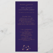 Moderne bruiloft met koperen en blauwe florale ten programmakaart (Voorkant)