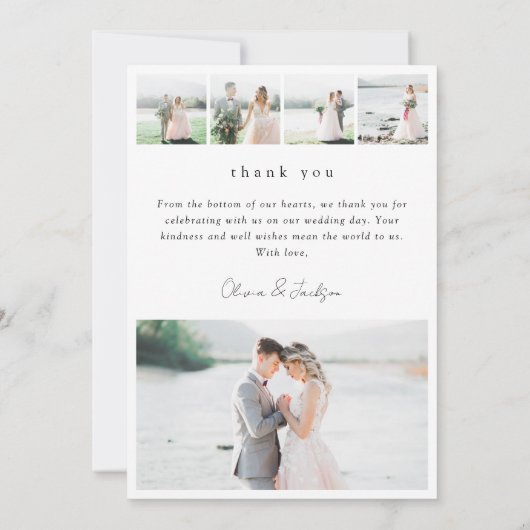 Moderne bruiloft met meerdere Afbeeldingen Bedankkaart (Achterkant)