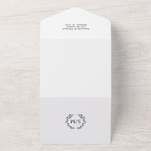 Moderne bruiloft met QR-code RSVP-foto All In One Uitnodiging (Buitenkant)