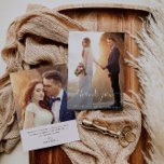 Moderne bruiloft met script bedankt voor je kaart<br><div class="desc">een prachtige trendy bruiloft bedankt u kaart met script en dubbelzijdig romantisch fotoontwerp. De tekstdetails kunnen worden bewerkt. U kunt uw eigen foto's uploaden.</div>